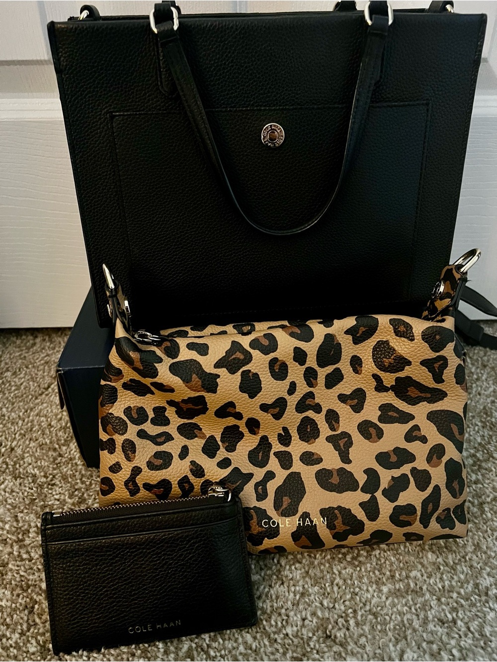 Cole Haan Leopard-Print Crossbody with Black Leather Card Case